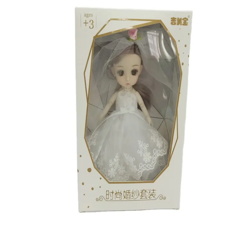 Muñeca de moda flexible con vestido de novia, mini muñeca de boda de 6 pulgadas