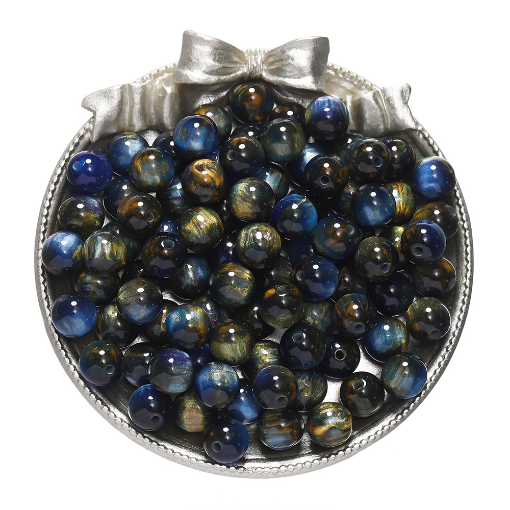 Resin cat's eye beads - blue-gray