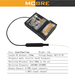 Microzone 6 Channel Radio <strong>Receiver</strong> MC6RE MC7RE MC8RE MIni <strong>Receiver</strong> 6CH for MC6C MC8B Controller Transmitter Drones Accessories