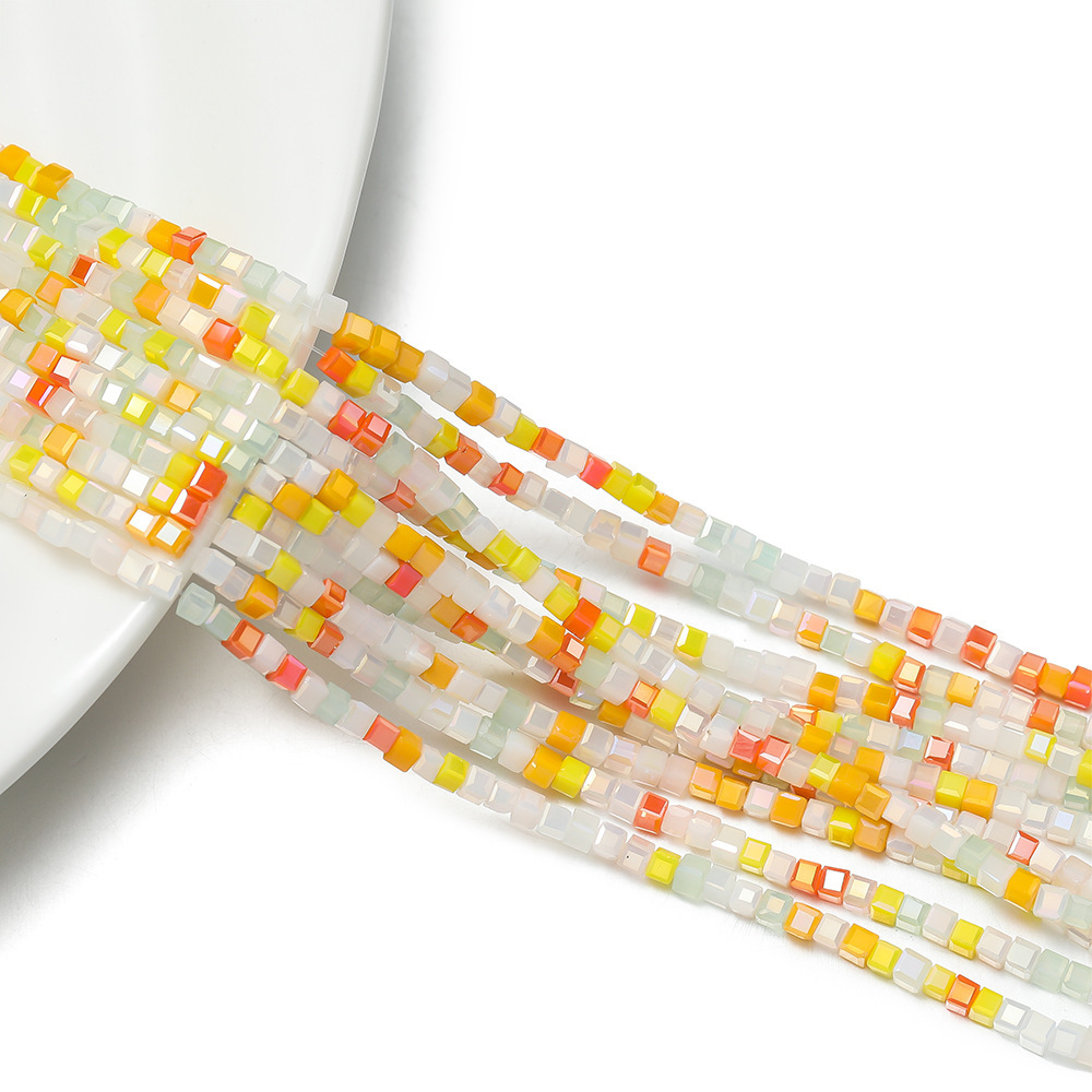 2mm Crystal Mixed Color Square Beads - Orange Series