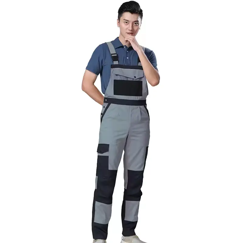 HF Factory Nuevo diseño Ropa de trabajo de seguridad industrial Pantalones con pechera Uniforme Monos Pantalones de trabajo de carga para hombres