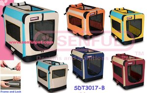 Katlanabilir klasik köpek yumuşak sandık katı Metal çerçeve Pet köpek kafesi plastik tepsi Fiber plastik ekonomik fiyatlı yavru yumuşak - Product Image 4