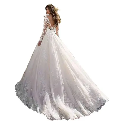 2020 High-end elegante abito da sposa in pizzo abito da sposa abito da sposa abiti da sposa con Overskirt WD