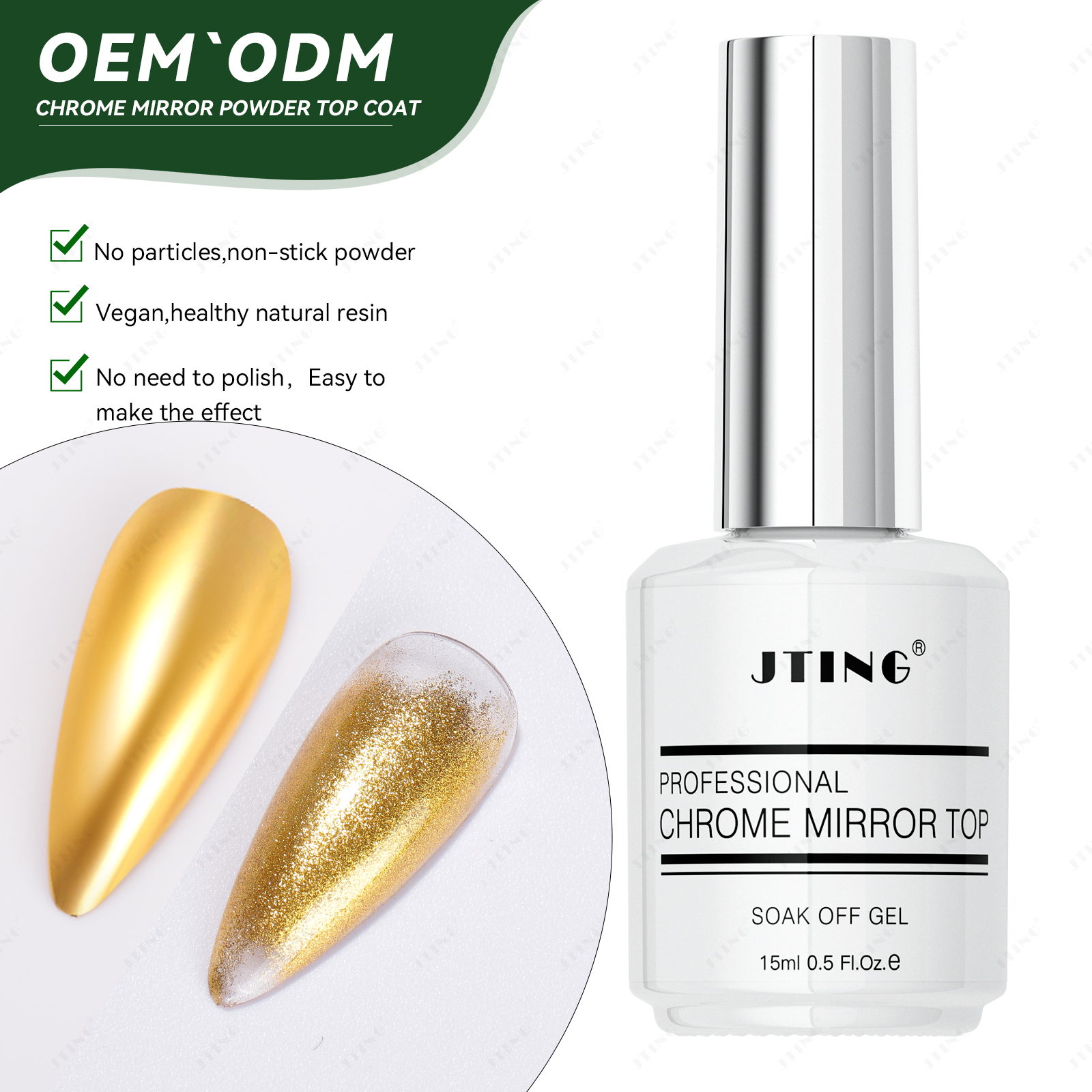 Chrome mirror powder top coat