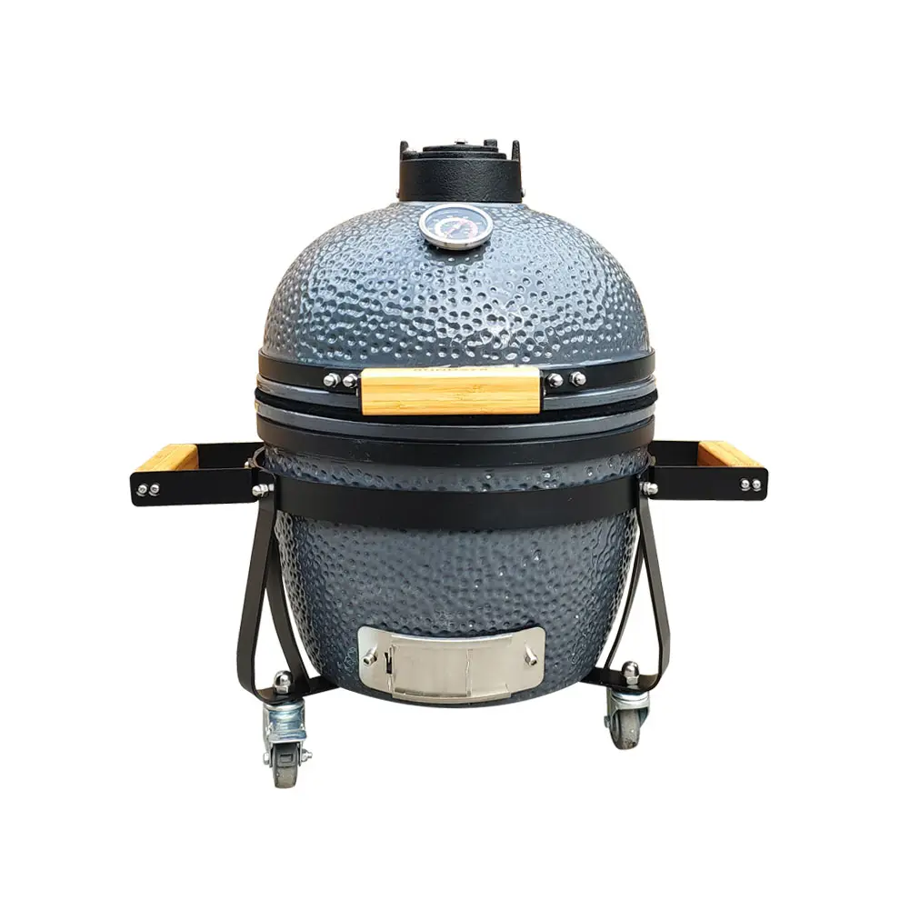 Fogão de cerâmica Kamado Grill personalizado Auplex para churrasco de acampamento de 14 polegadas interno e externo