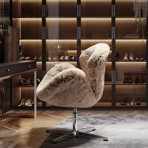 เก้าอี้โลหะหมุนได้สไตล์โมเดิร์นมินิมอล เหมาะสำหรับห้องนั่งเล่นในอพาร์ตเมนต์ พร้อมฟองน้ำยืดหยุ่นสูงเพื่อความนุ่มสบาย - Product Image 1