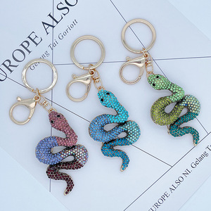 Crystal <strong>Cobra</strong> Keychain Creative Metal Rhinestone Animal <strong>Key</strong> Chain Snake Keyring Bag Charm Gift Promotion Keychain Snake Keychain - Product Image 1