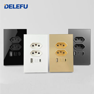 DELEFU巴西标准墙壁智能开关，带usb-c钢化玻璃面板，适合家庭使用 - Product Image 2