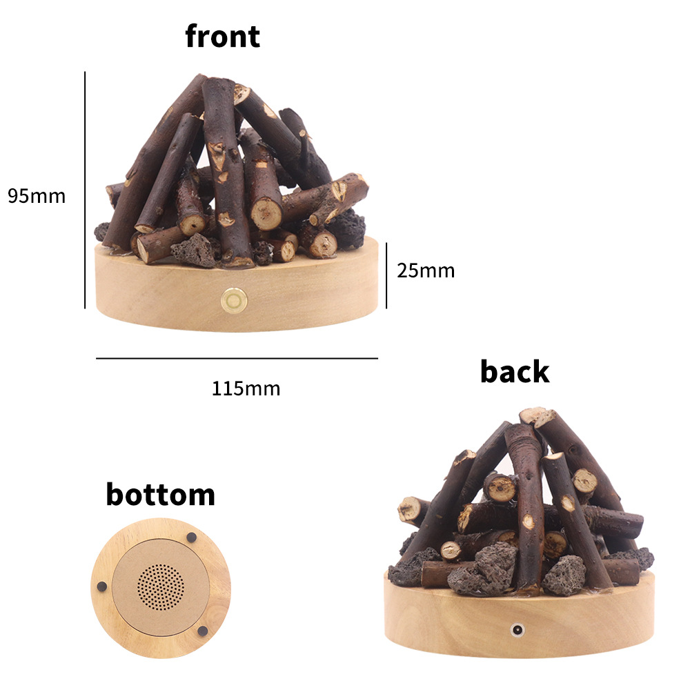 Lampe brasero style feu de camp - couleur bois naturel