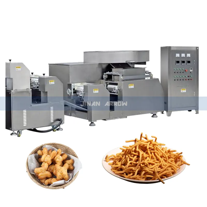 Fábrica de piel de pescado Bocadillos fritos Línea de producción automática de bocadillos para freír alimentos