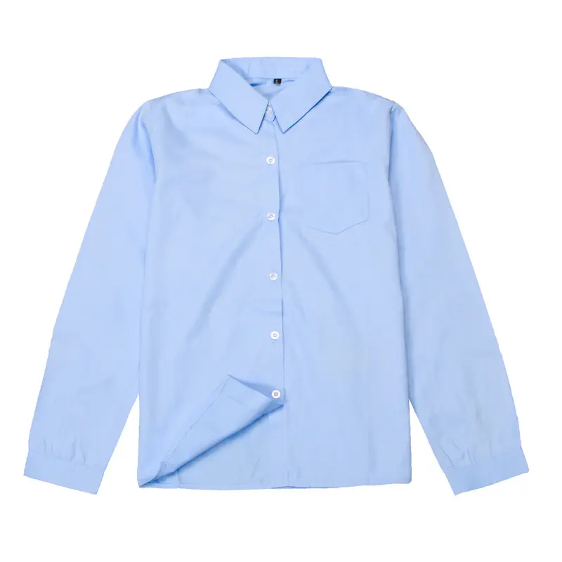 Custom Badge school uniform shirt for girls boys long sleeve button up blouse shirt for women men dress office formal