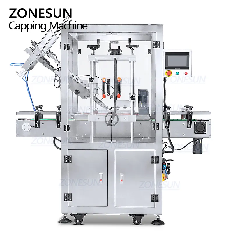 ZONESUN ZS-XG16D4 자동 식품 통 플라스틱 항아리 주석 캔 방진 뚜껑 캡핑 프레스 기계