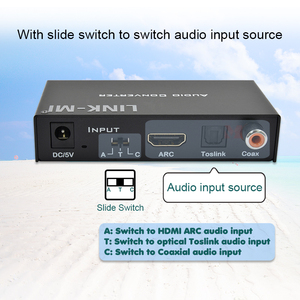 Convertidor de audio digital Soporte analógico digital HDMI ARC/Toslink/Coax Extractor de audio digital a analógico HDMI con salida de conector de 3,5mm - Product Image 4