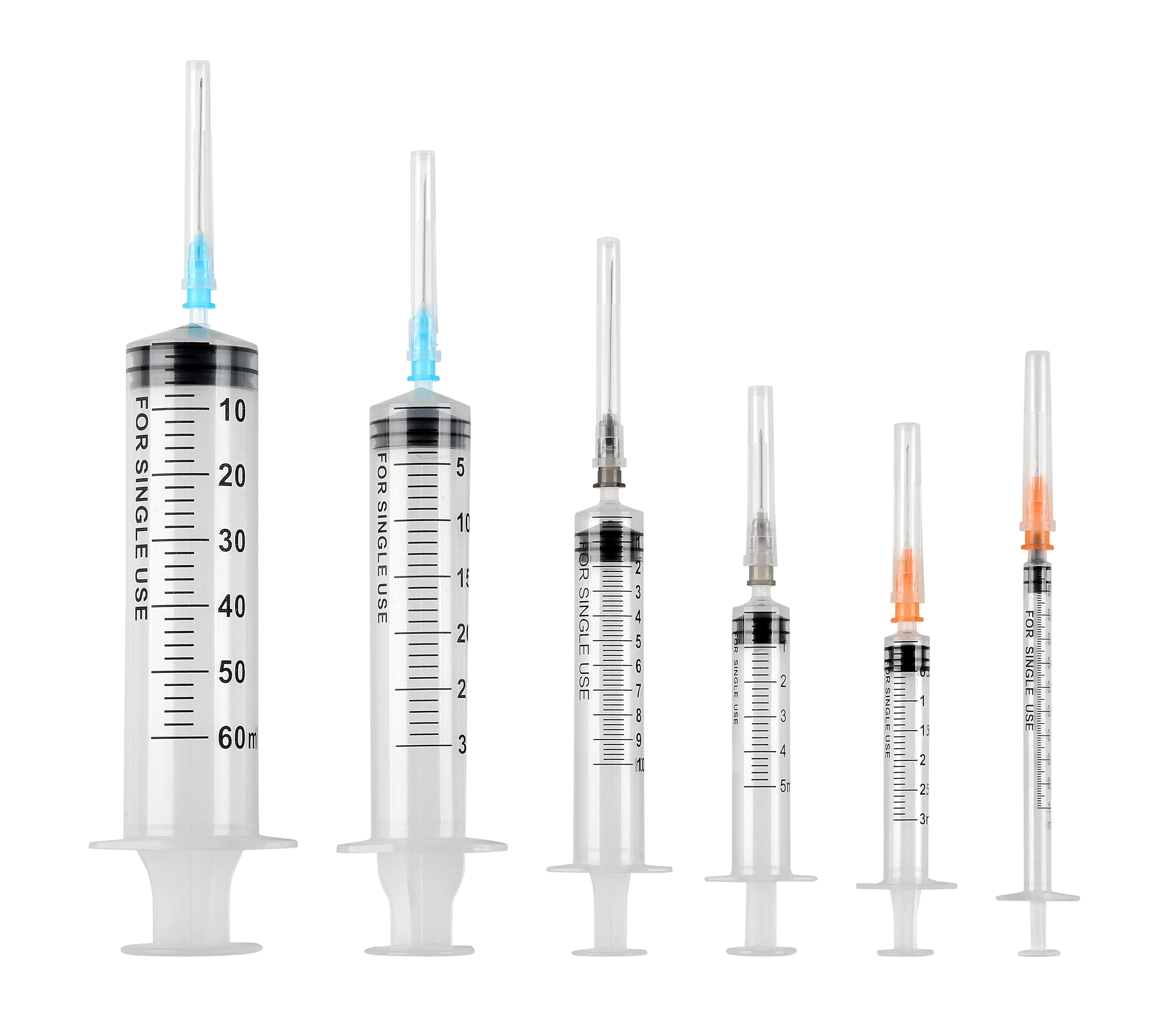 Seringue médicale jetable 3 pièces en plastique d'injection avec aiguille pour injection de médicament CE ISO 510K