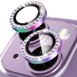โลหะเพชรเลนส์กล้องProtectorเพชรป้องกันทนทานกันฝุ่นเลนส์ฟิล์มสําหรับIPhone15 11 12 13 14 Mini Pro Max