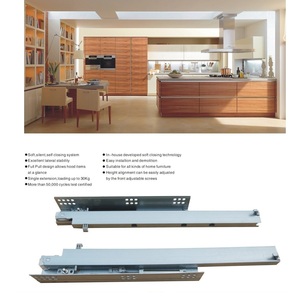 Custom 3 Fold 30 kg Heavy Duty <strong>Drawer</strong> <strong>Guide</strong> Steel Kitchen Concealed Cabinet <strong>Slides</strong> Telescopic Soft Closing <strong>Drawer</strong> <strong>Slides</strong> <strong>Rail</strong> - Product Image 2