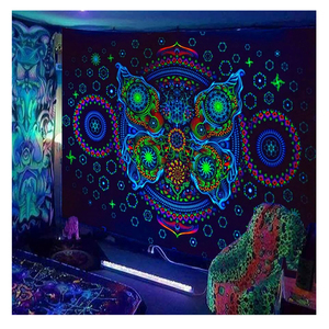 Thời Trang Có Thể Giặt Đầy Màu Sắc Cắm Trại Đảng Mandala Phòng Tường Nghệ Thuật Treo Backdrop Trippy Hippie Tùy Chỉnh UV Huỳnh Quang Tấm Thảm - Product Image 2