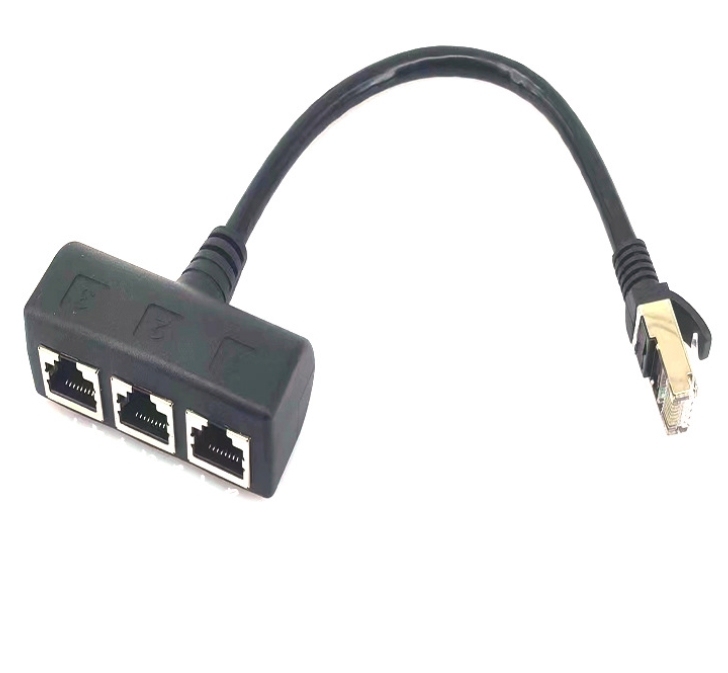 Nero: RJ45 maschio a tre femmine (1)