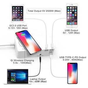 Cargador multifunción de escritorio para el hogar, cargador de viaje con puerto de carga inalámbrica de 5-10w, usb tipo c, 2023 - Product Image 4