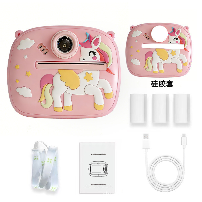color printing-pink unicorn-silicone case-4 colored paper-64gb c