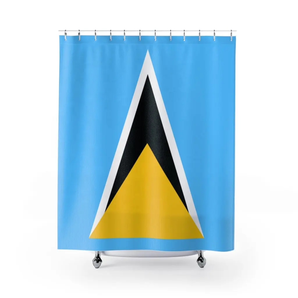 Cortina de ducha de Santa Lucía, bandera nacional de país, cortinas de baño de poliéster, cortina de baño impermeable impresa personalizada