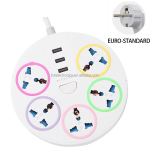 Enchufe de escritorio circular de estilo británico con placa de enchufe USB, placa de enchufe convertidor de enchufe de múltiples orificios para uso doméstico - Product Image 2