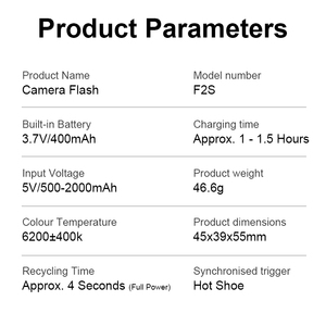 Medalight F2S แฟลช Speedlite ขนาดเล็กแบบมืออาชีพ GN12 CCT รีโมทคอนโทรลไร้สายแบบชาร์จไฟได้สำหรับ6200k400 - Product Image 5