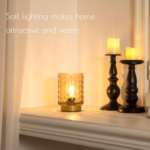 Thẩm mỹ hiện đại Pin hoạt động LED 3500K ấm trắng Đèn bàn hẹn giờ điều khiển cảm ứng Dimmable kính nhỏ không dây mô hình sóng - Product Image 5