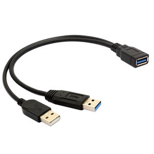 High-<strong>speed</strong> <strong>USB</strong> <strong>3</strong>.0 Female to Dual <strong>USB</strong> Male Y Splitter Extra Power Data Extension <strong>Usb</strong> Charging Cable for <strong>2</strong>.5&quot; Mobile Hard Disk - Product Image 2