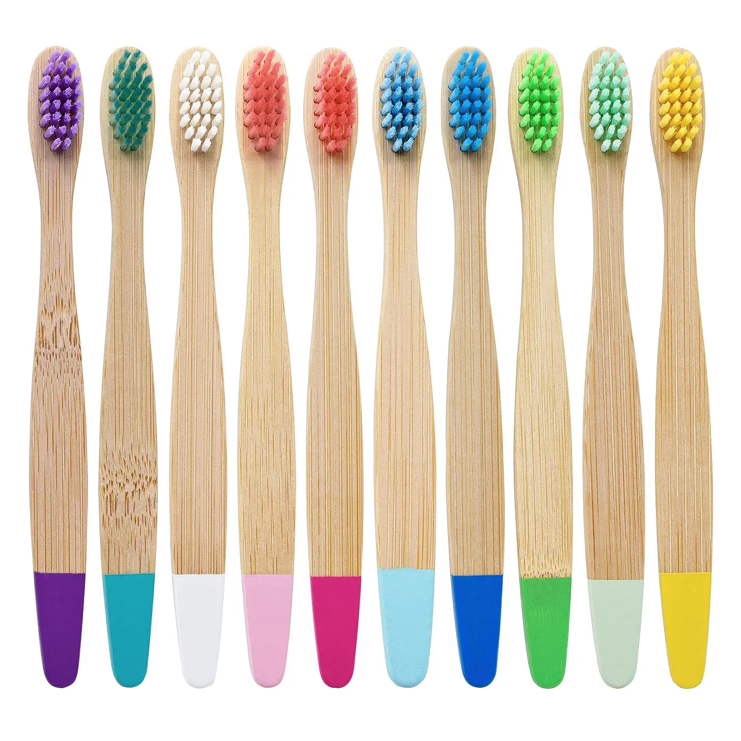 Cepillo de dientes de bambú de carbón para niños y adultos, cepillo de dientes de madera con logotipo personalizado