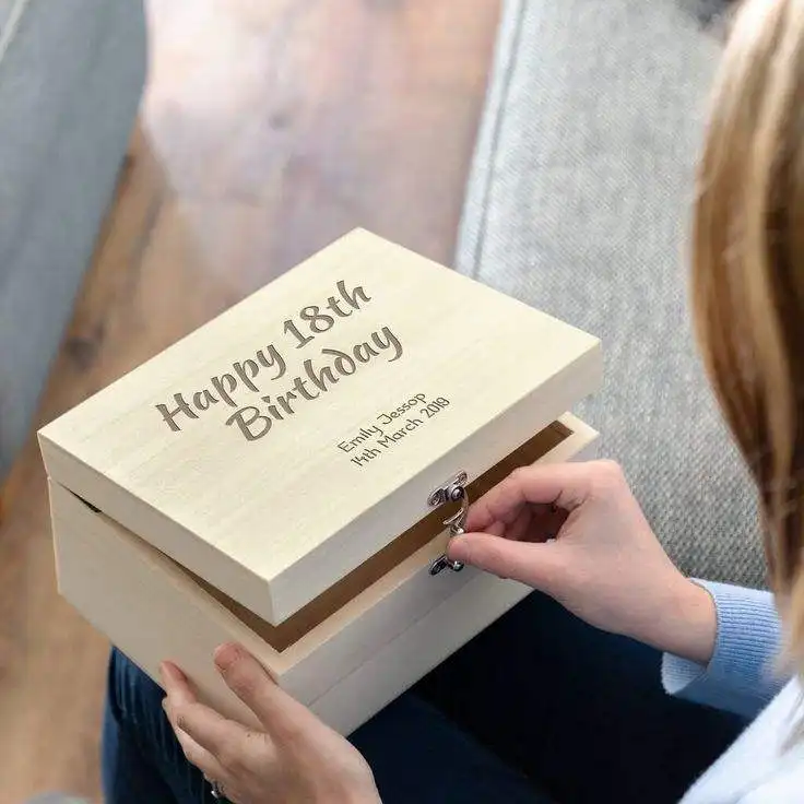 パーソナライズされたお誕生日おめでとう記念品ロック付き木製ボックス木製香水ボックス木製記念品ボックス
