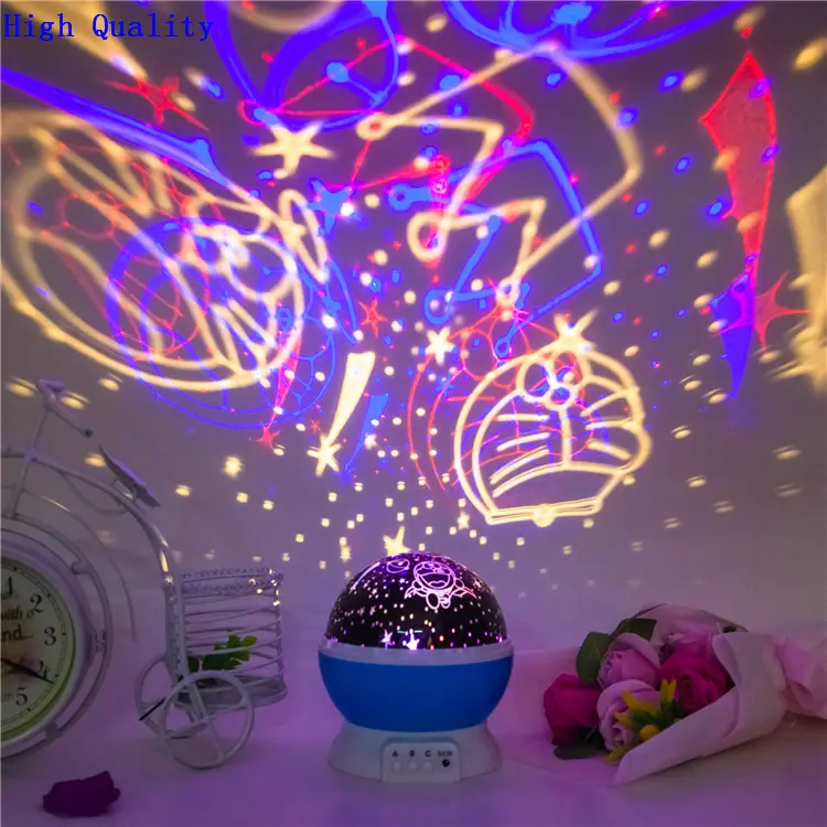 Cabo usb de projeção de luz do quarto das crianças, lâmpada giratória 360 graus fantasia romântica