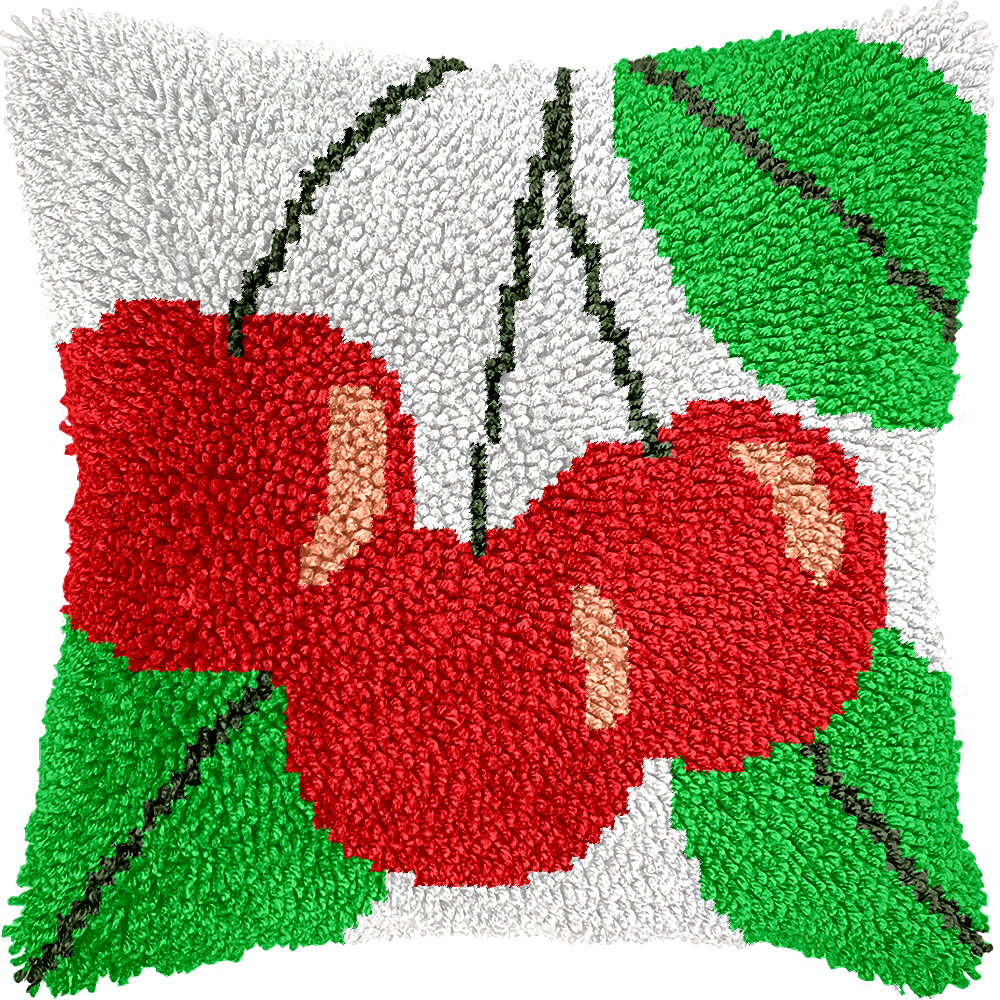 Latch Hook Cushion Kit With Cherry Design