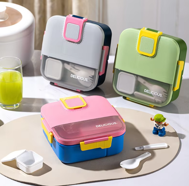 Green-lunch box with cutlery dip box