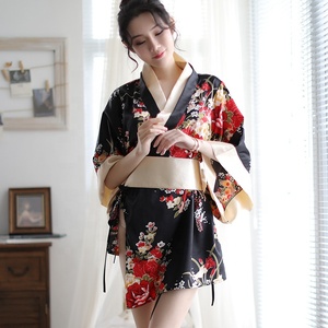 女式丝绸睡衣日本和服短袍浴衣服装缎面睡衣休闲服丝滑睡衣浴袍 - Product Image 4
