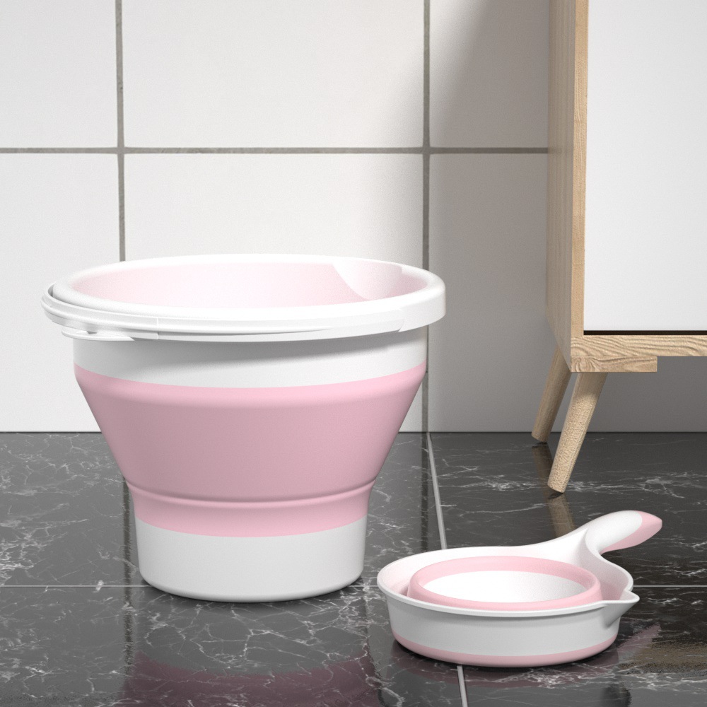 Seau pliant cuillère à eau pliante rose