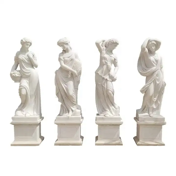 High Quality Hand Carved Custom Garden white marble four seasons beauty statue colorful statue of the four seasons God