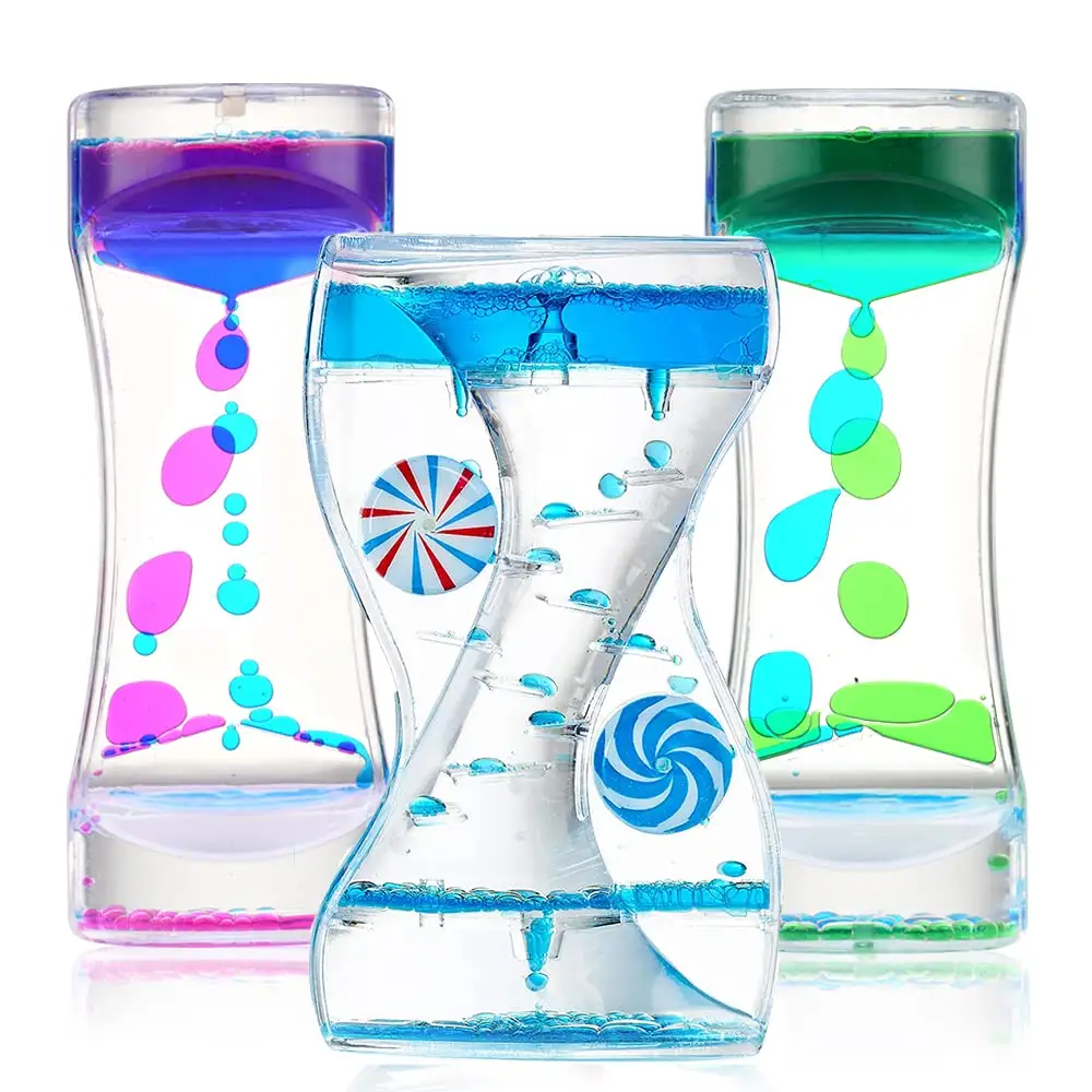 PT Trending Products Autism Sensory Liquid Motion Bubble Timer Bubbler Desktop Sensory Play Fidget Toy Liquid Timer