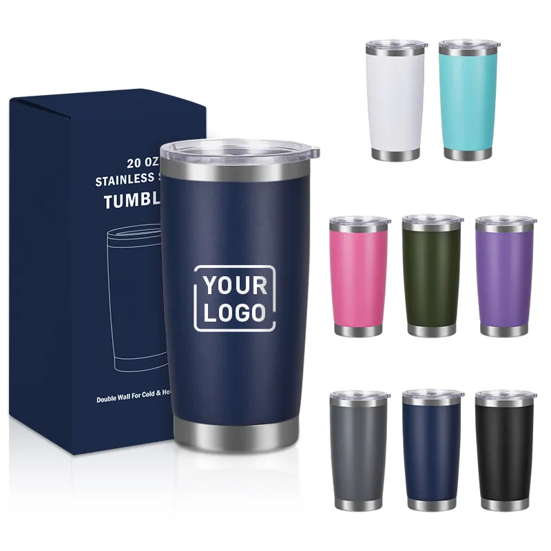 eco Customize Logo 3D Silk Print Laser Engrave Powder Coated coffee mug 20oz Stainless Steel Double Wall Insulated Tumbler