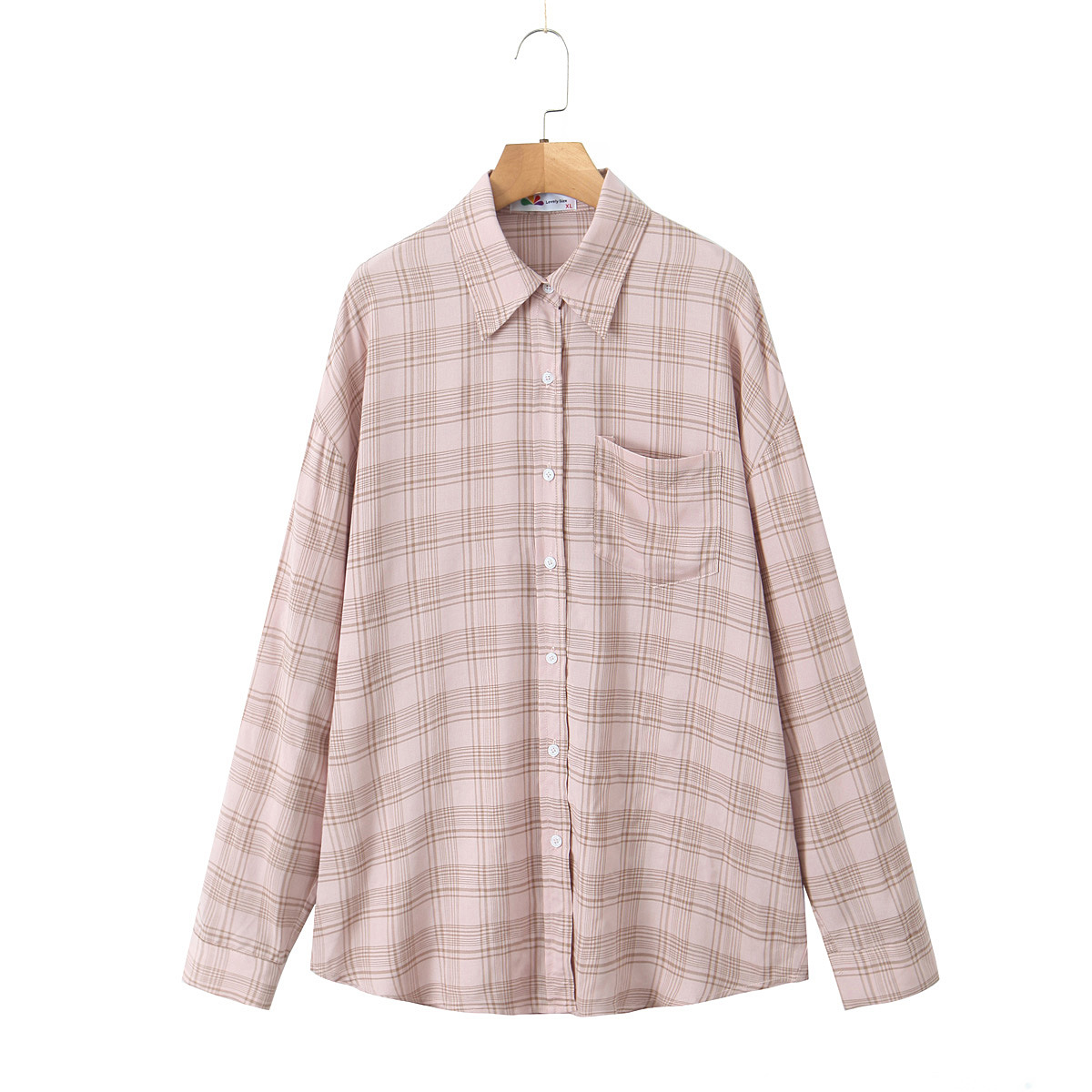 เสื้อเชิ้ตลายสก็อตสีชมพู