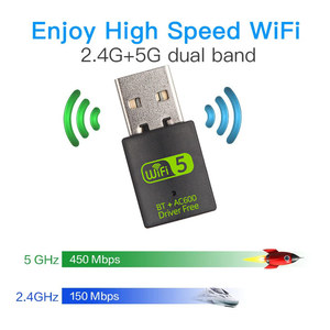 600m Dual Band Desktop <strong>Computer</strong> Wireless Card Driver-Free USB <strong>Network</strong> &amp; for Bluetooth <strong>Wifi</strong> Two-In-One External Products Stock