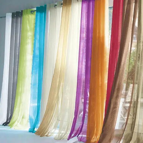 Großhandel modernen Stil fertig gemacht billige weiße Farbe Wohnzimmer Organza Voile transparente Vorhänge mit Ösen