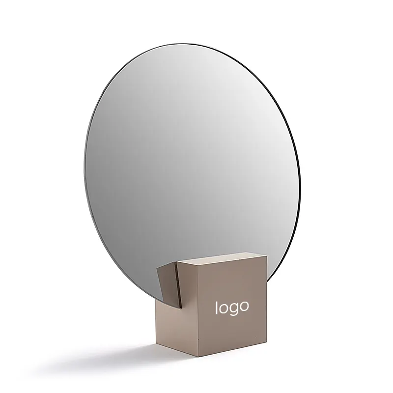Vendita calda cosmetico nero da scrivania specchio ovale da tavolo regolabile in metallo piccolo specchio per il trucco specchio cosmetico