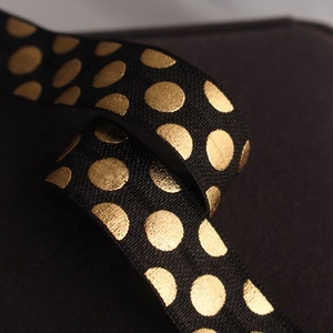 Personalizado Impresso Vestuário Hemming Folha De Ouro Impressão 5/8 "<span class=keywords><strong>Elastic</strong></span> Band <span class=keywords><strong>Ribbon</strong></span> Para Hiar Laços Artesanato DIY