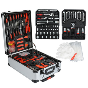 187-Piece Home <strong>Tool</strong> <strong>Kit</strong>, Portable Aluminum Case <strong>Tool</strong> Set with Retractable Handle, Ratchet &amp; Open-End Wrenches - Product Image 1