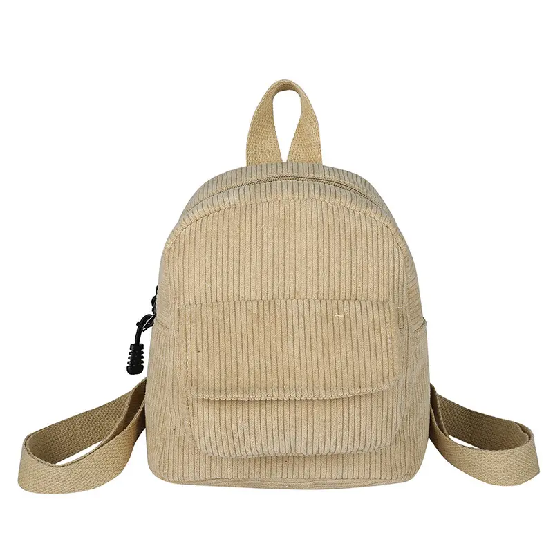 Mini mochila de pana de Color sólido para mujer, morral pequeño sencillo e informal para estudiantes, mochilas de viaje DMA92132