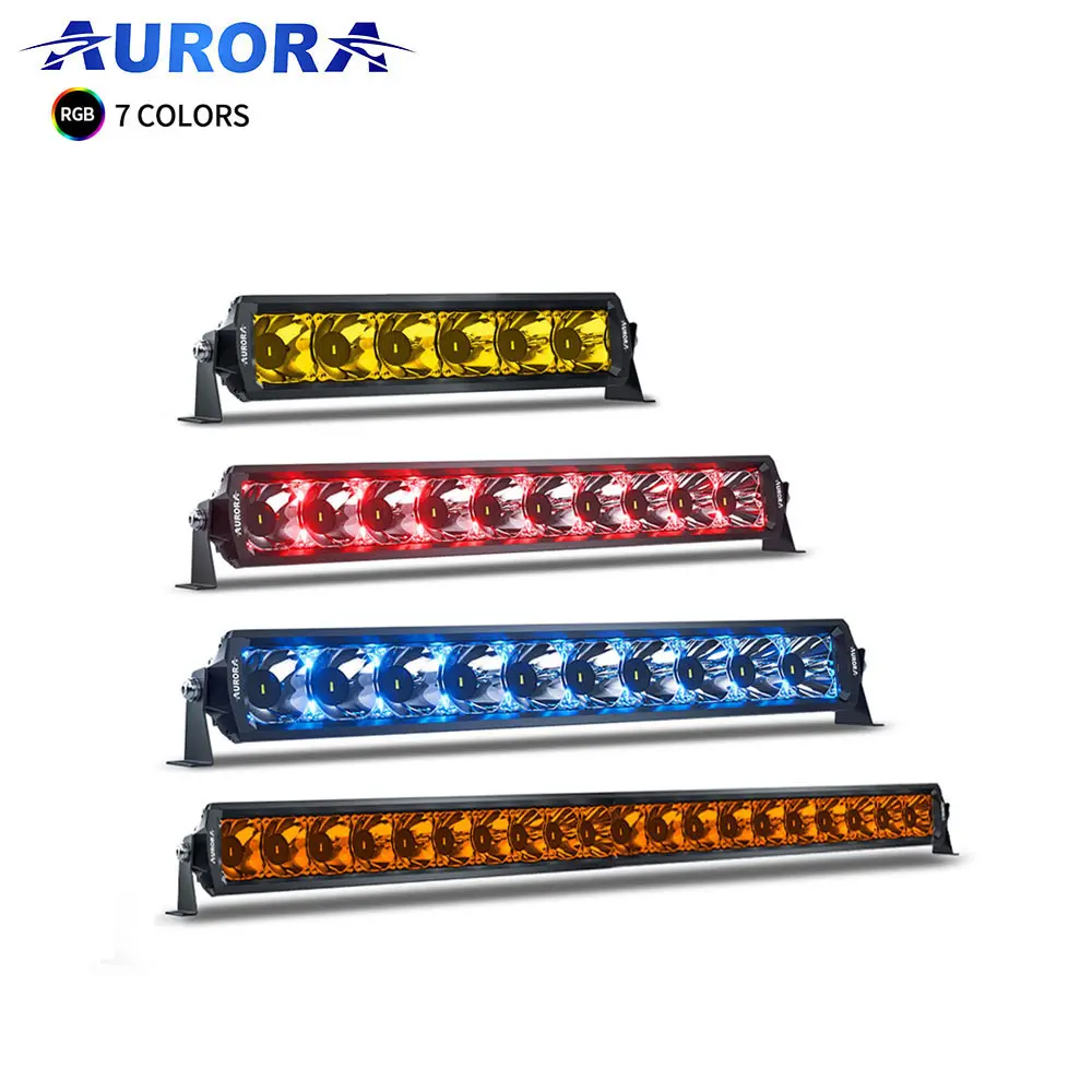 Aurora – barre lumineuse Led sans vis pour camion, 6, 10, 20, 30, 40, 50 pouces, double rangée, voiture tout-terrain, RGB