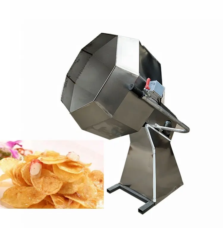 Davul kızarmış gıda patates cipsi aperatifler baharat makinesi/sekizgen fıstık lezzet kaplama makinesi