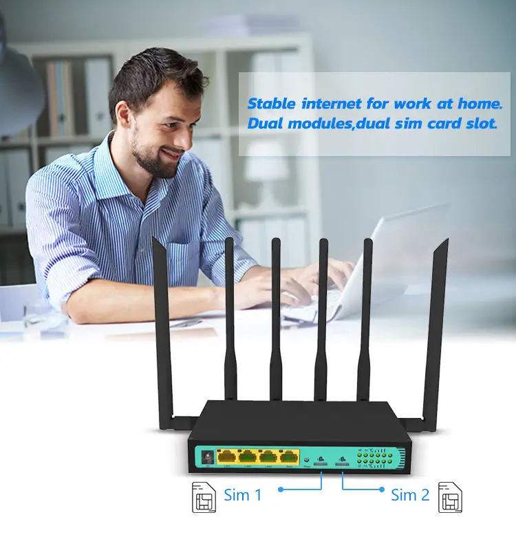 Openwrt Unlock Load Balance Dual Modems 300 Mbit/s Dual Sim 4G LTE Router