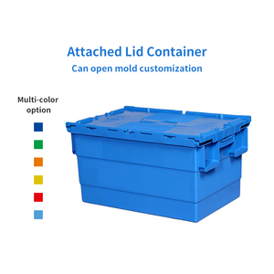 Caja móvil de plástico para almacén, almacenamiento apilable, contenedores con tapa adjunta, caja de rotación de plástico para transporte - Product Image 2